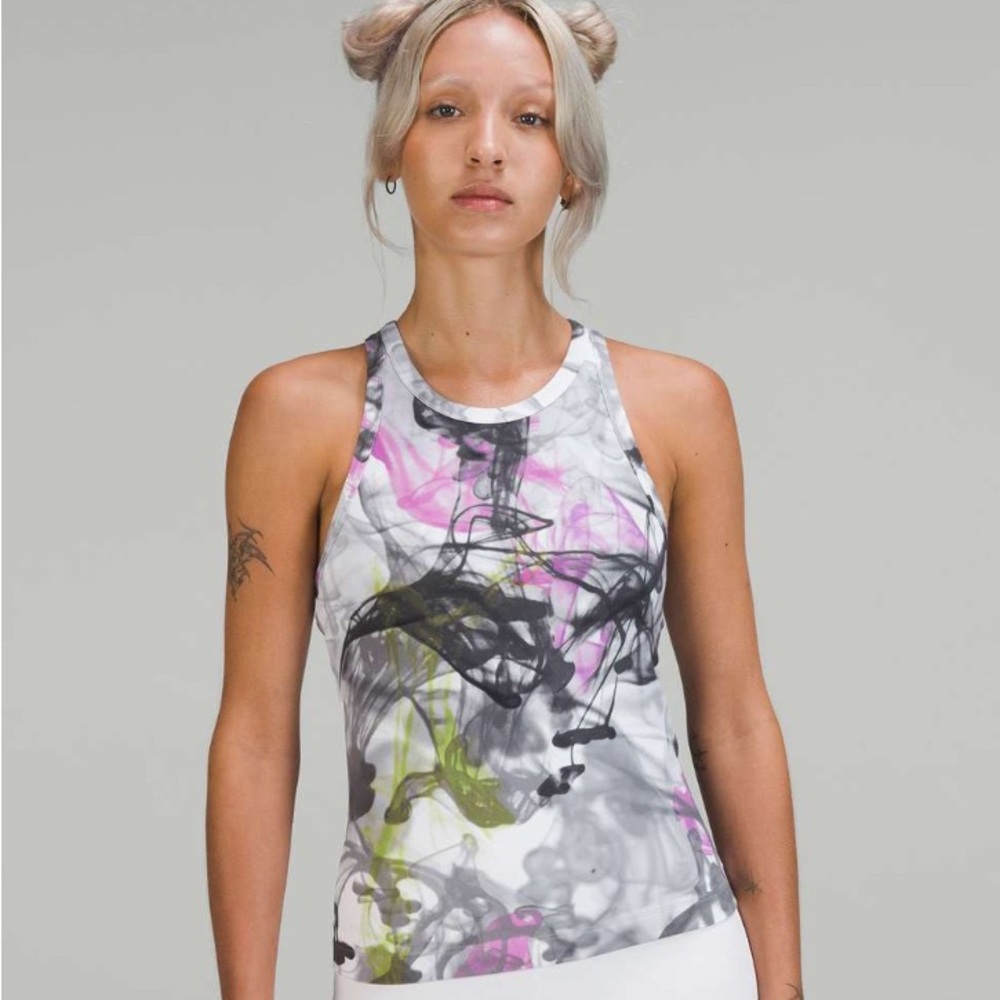 RARE NWOT Lululemon Align Waist-Length Racerback Tank, size 12, Throwback Print